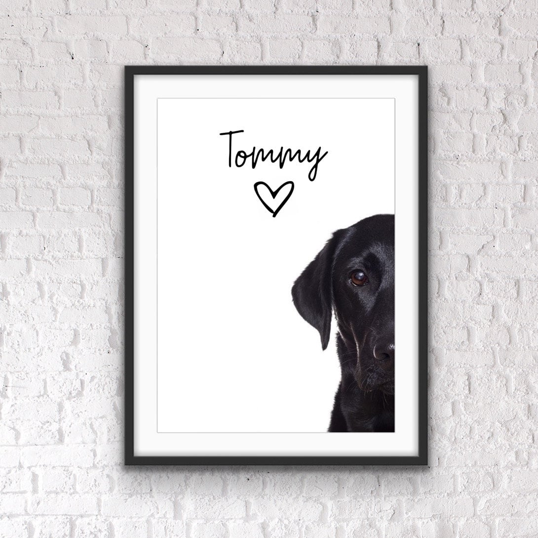 Labrador Print, Cute Dog Print, Labrador Poster Print, Labrador Gift, Cute Black Dog Print, Personalised Pet Print