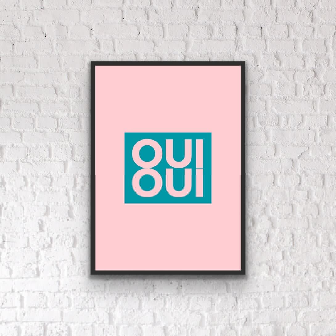 Quirky 'Oui Oui' Bathroom Print: Stylish Restroom Wall Art