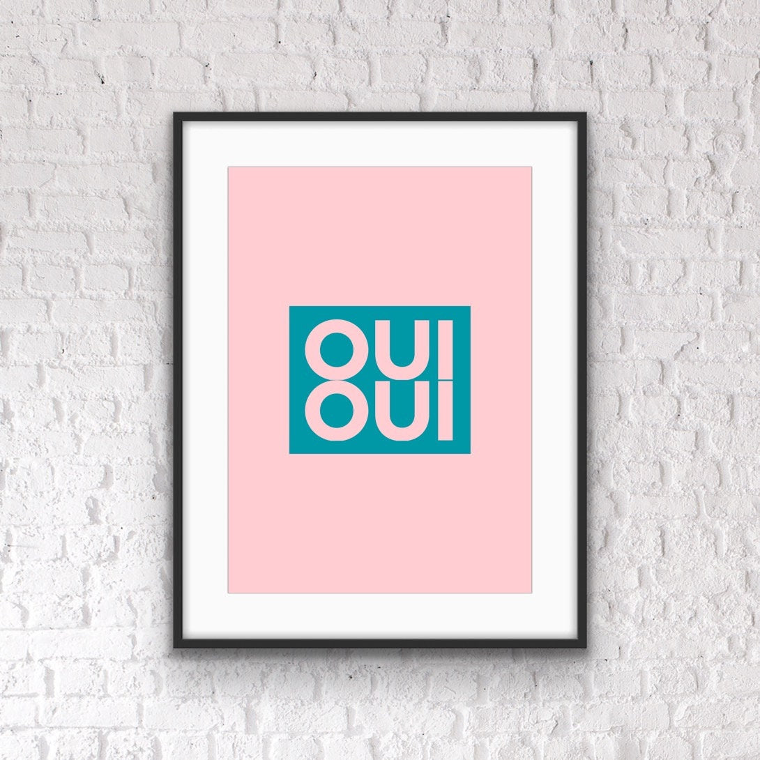 Quirky 'Oui Oui' Bathroom Print: Stylish Restroom Wall Art