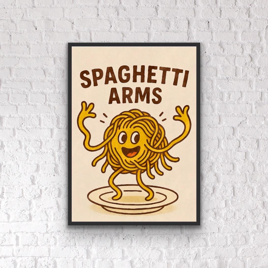 Spaghetti Arms Kitchen Print: Playful Foodie Wall Art