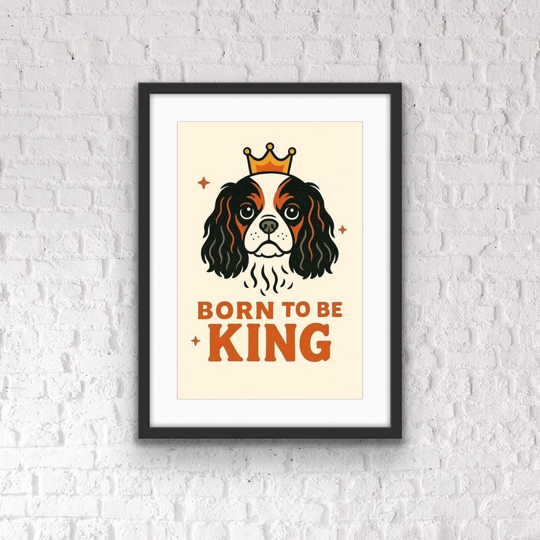 Cavalier King Charles Spaniel Print: Funny Dog Portrait Wall Art