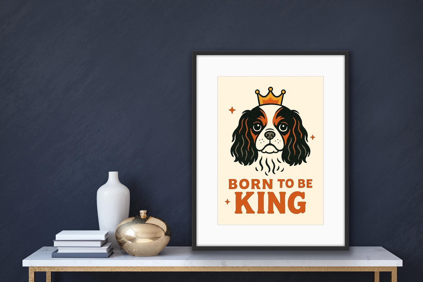 Cavalier King Charles Spaniel Print: Funny Dog Portrait Wall Art