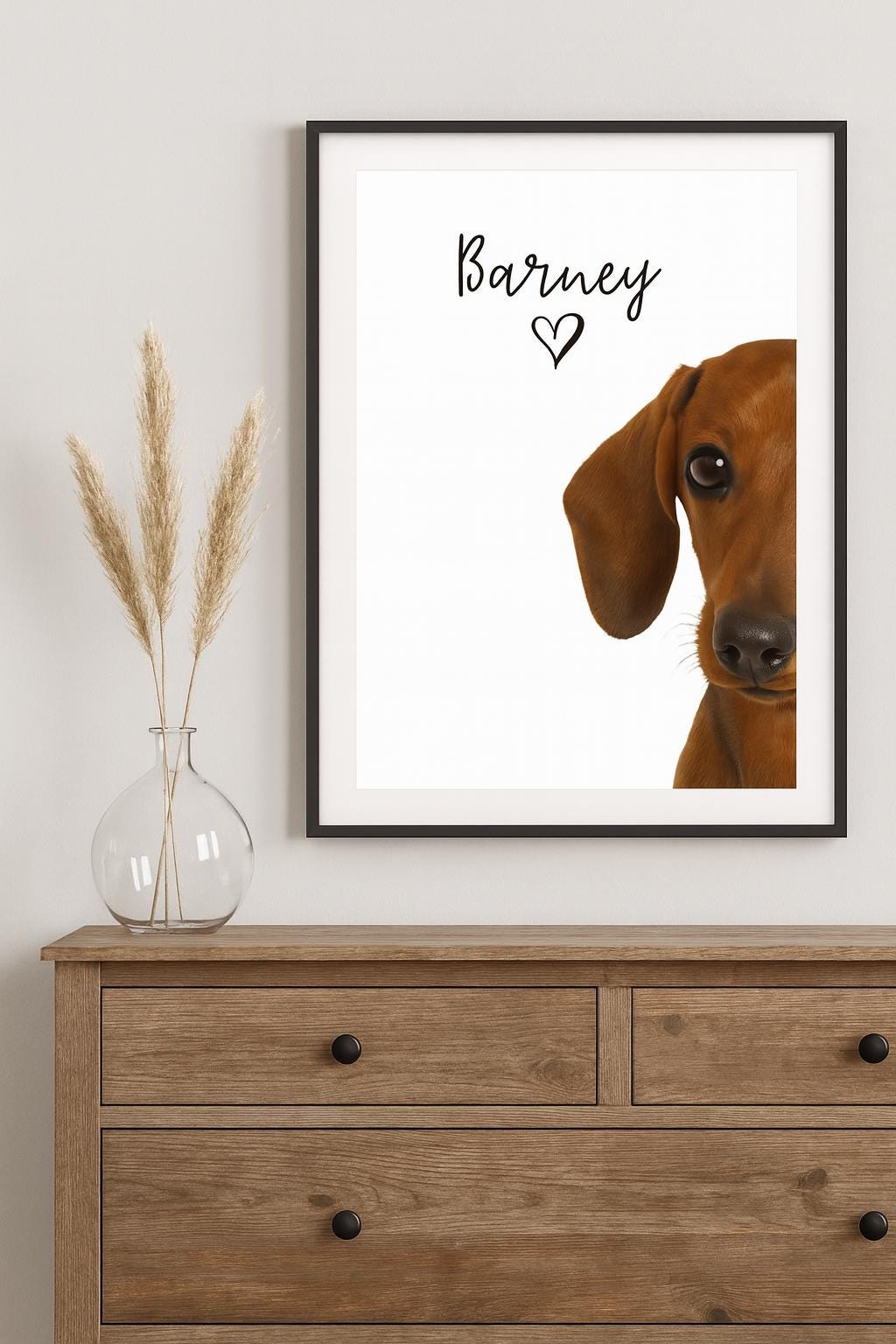 Personalized Dachshund Portrait Print: Custom Dog Name Wall Art