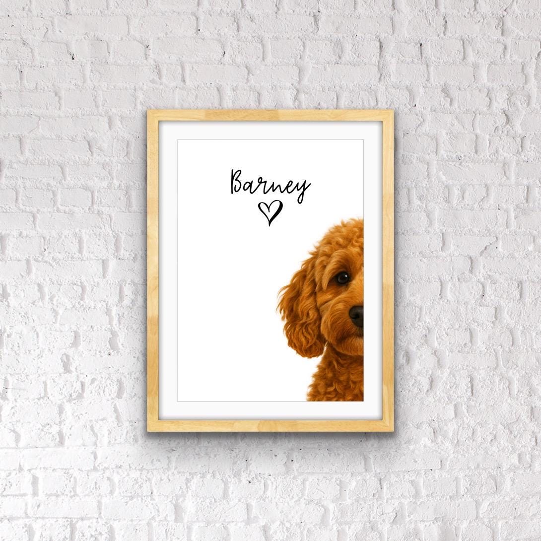 Personalized Cavapoo Print: Custom Dog Portrait, Heart Detail
