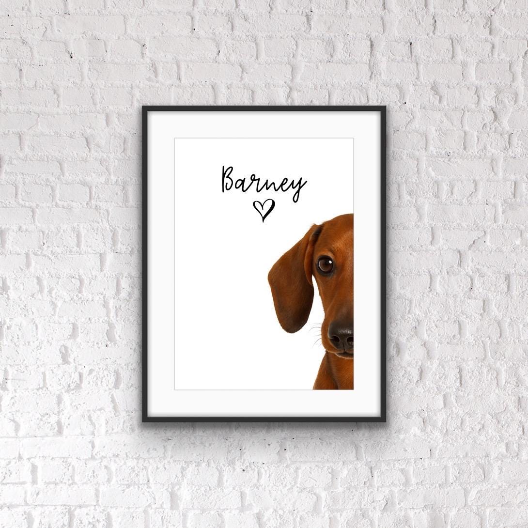 Personalized Dachshund Portrait Print: Custom Dog Name Wall Art