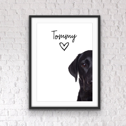 Labrador Print, Cute Dog Print, Labrador Poster Print, Labrador Gift, Cute Black Dog Print, Personalised Pet Print