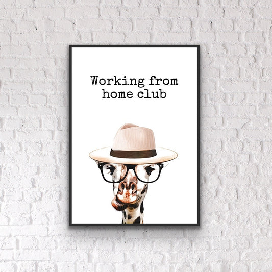 Funny Giraffe Home Office Print: Quirky Work From Home Decor
