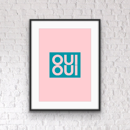 Quirky 'Oui Oui' Bathroom Print: Stylish Restroom Wall Art