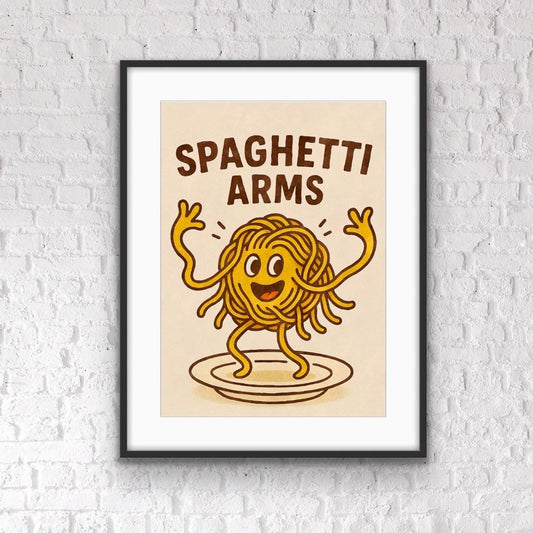 Spaghetti Arms Kitchen Print: Playful Foodie Wall Art