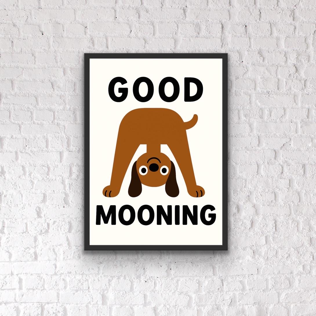 Good Mooning Dog Print: Humorous Kitchen Wall Art