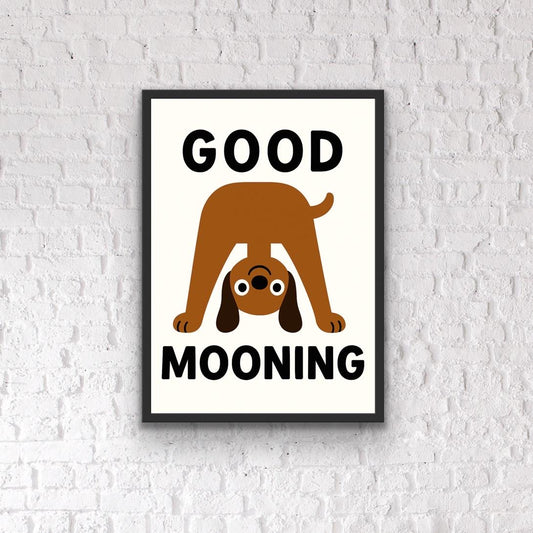 Good Mooning Dog Print: Humorous Kitchen Wall Art