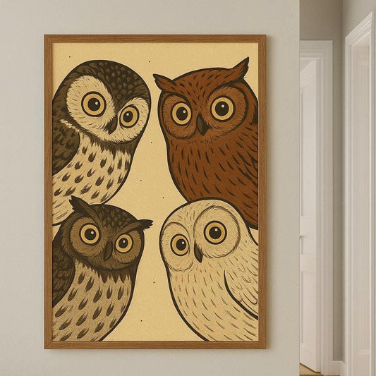 Vintage Owl Welcome Print – Quirky Hallway Wall Art for Entryway or Porch