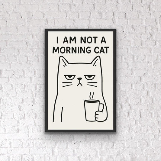 Grumpy Cat Coffee Print: Funny Minimalist Kitchen & Office Art