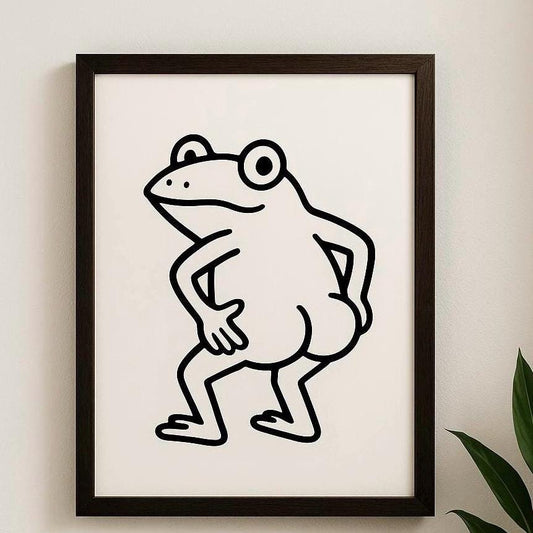 Funny Frog Bathroom Print: Cheeky Mooning Animal Illustration