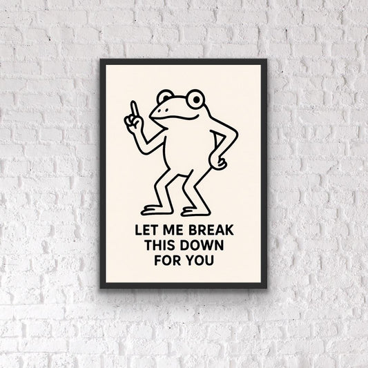 Funny Frog Office Print: Quirky Motivational Minimalist Line Art