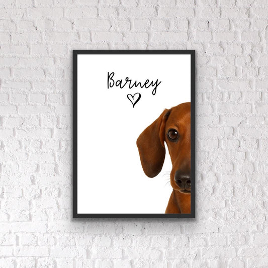 Personalized Dachshund Portrait Print: Custom Dog Name Wall Art