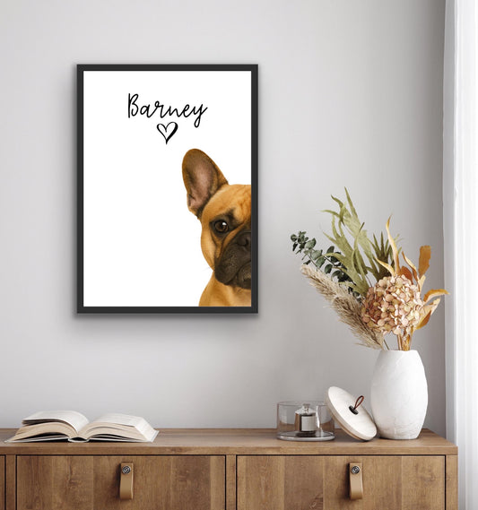 Personalized French Bulldog Print: Custom Pet Portrait, Modern Home Decor