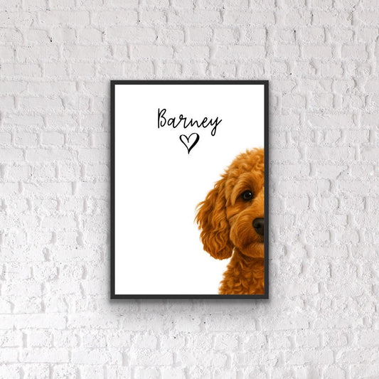 Personalized Cavapoo Print: Custom Dog Portrait, Heart Detail